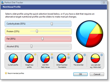 Set your own custom nutritional profile, or use a preset option. Windows.