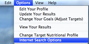 Internet search menu option